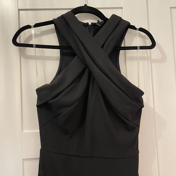 Formal Asymmetrical Wedding Guest Black Cross-Front Dress - Worn Once - Picture 2 of 3
